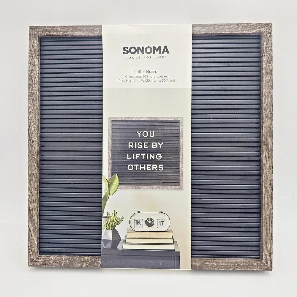 Sonoma Goods For Life 12x12 Black Letter Board Kit 203 Letters Wood Frame NEW